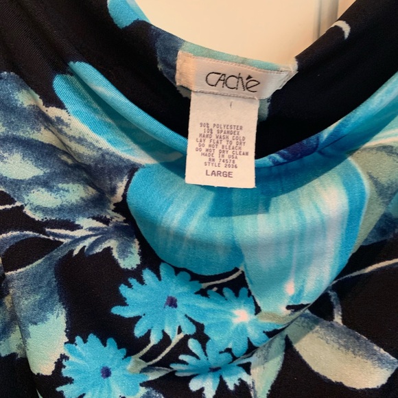 Cache Vibrant Blue and Black Floral Blouse - Picture 4 of 4